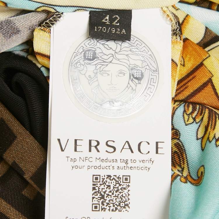 Pre Owned Fendace Multicolor Baroque Print Jersey Bodysuit & Skirt Set M/S