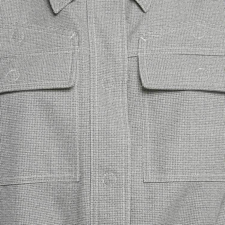 Pre Owned Fendi Monochrome Pattern Wool Blouson M