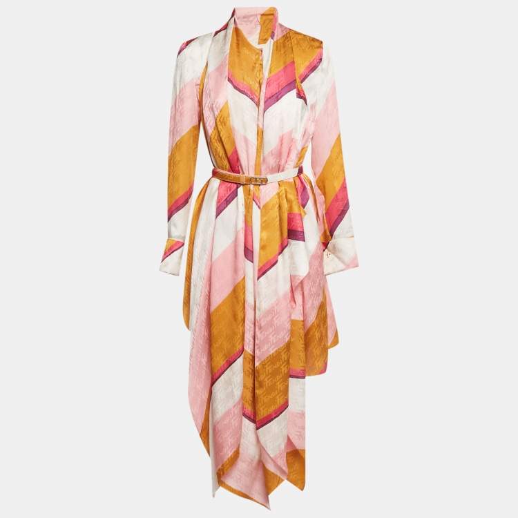 Pre Owned Fendi Multicolor Monogram Print Silk Short Dress M