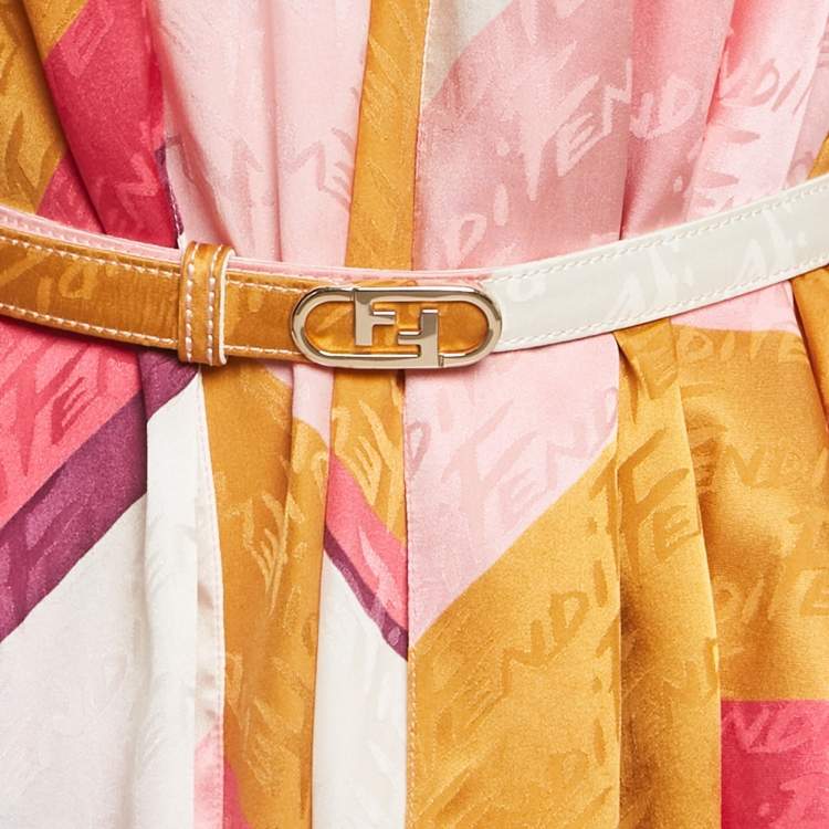 Pre Owned Fendi Multicolor Monogram Print Silk Short Dress M