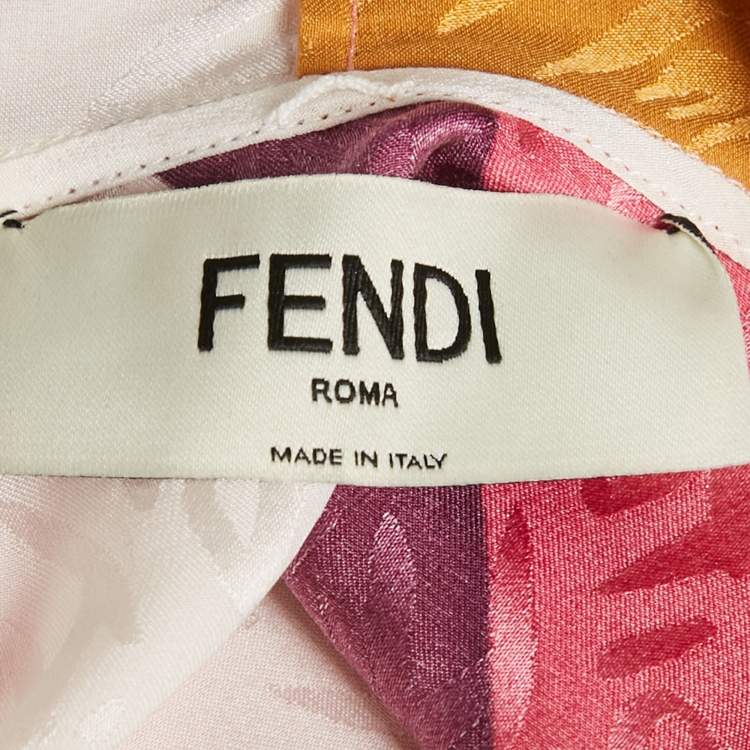 Pre Owned Fendi Multicolor Monogram Print Silk Short Dress M