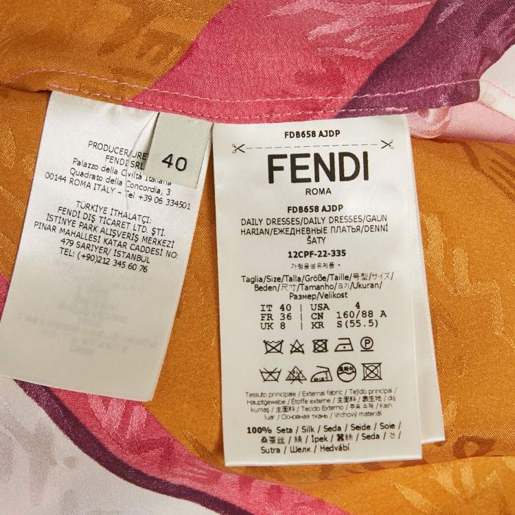 Pre Owned Fendi Multicolor Monogram Print Silk Short Dress M