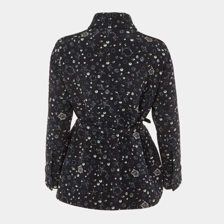 Pre Owned Fendi Black Mirror Canvas Print Silk Quilted Jacket S