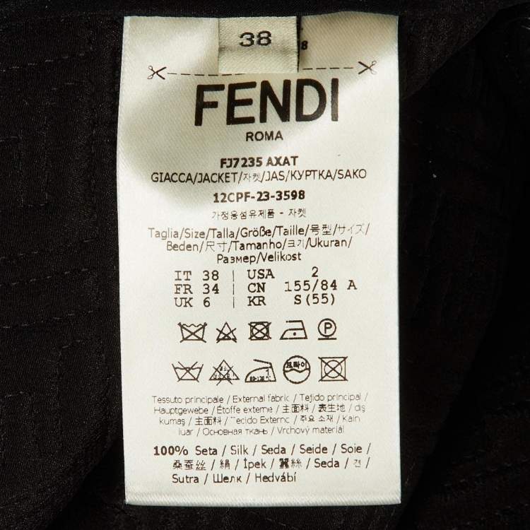 Pre Owned Fendi Black Mirror Canvas Print Silk Quilted Jacket S