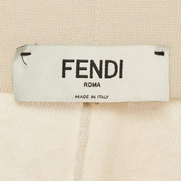 Pre Owned Fendi Cream Lace High Waisted Trousers M