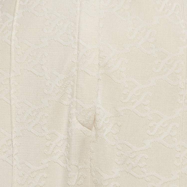 Pre Owned Fendi Cream Lace High Waisted Trousers M