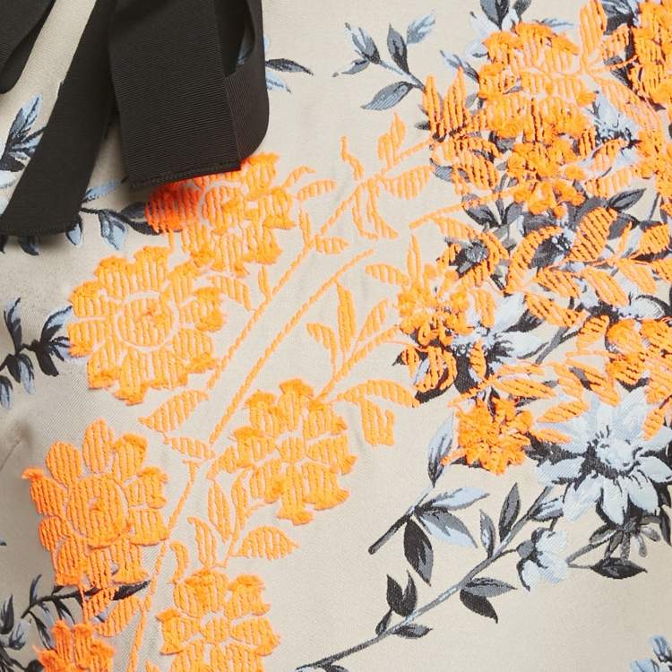 Pre Owned Fendi Grey Embroidered Jacquard Mini Dress M