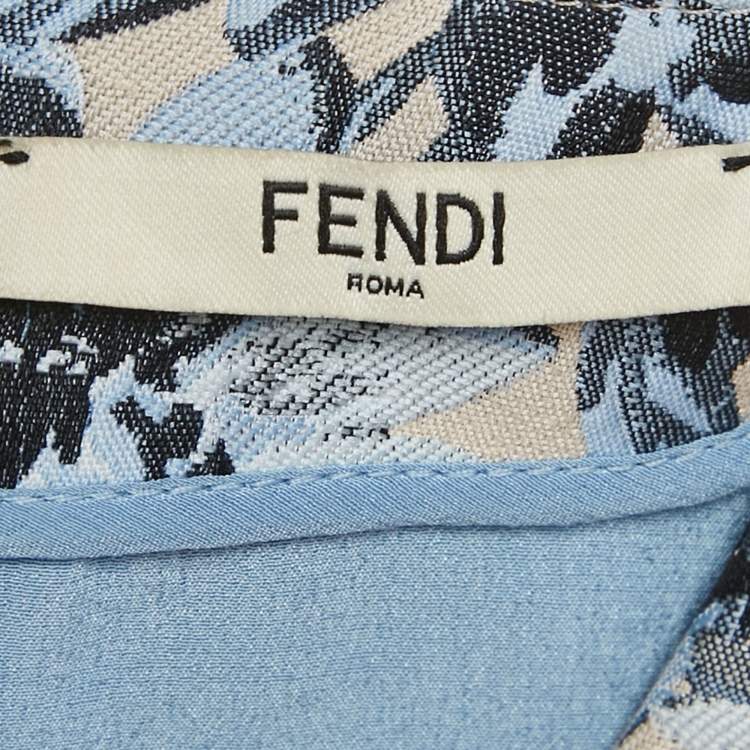 Pre Owned Fendi Grey Embroidered Jacquard Mini Dress M