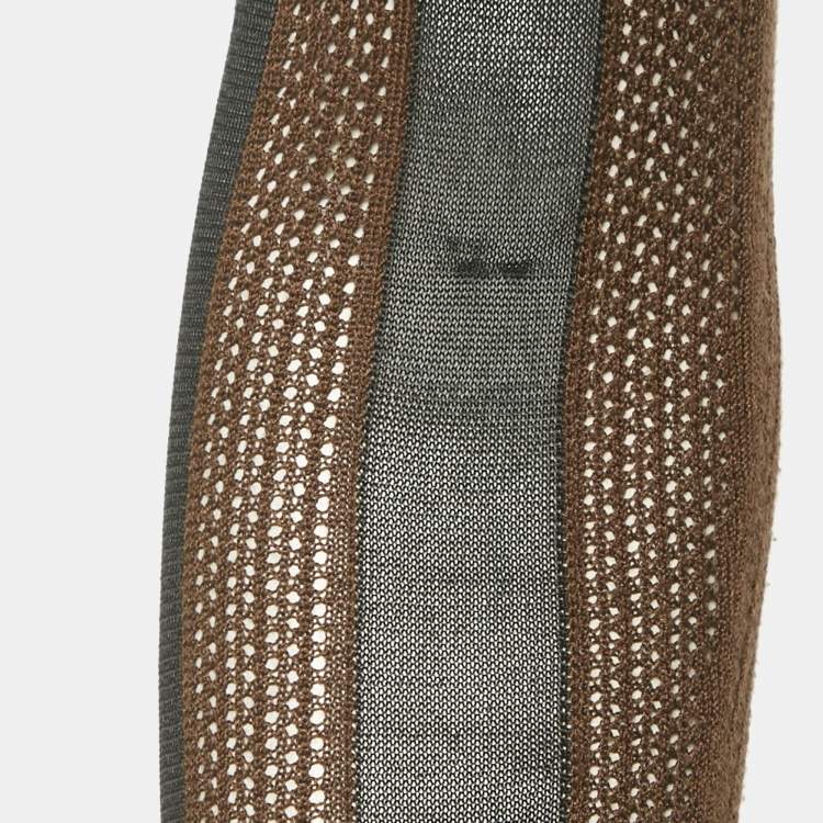 Pre Owned Fendi Brown/Black Striped Knit Turtle Neck Top S