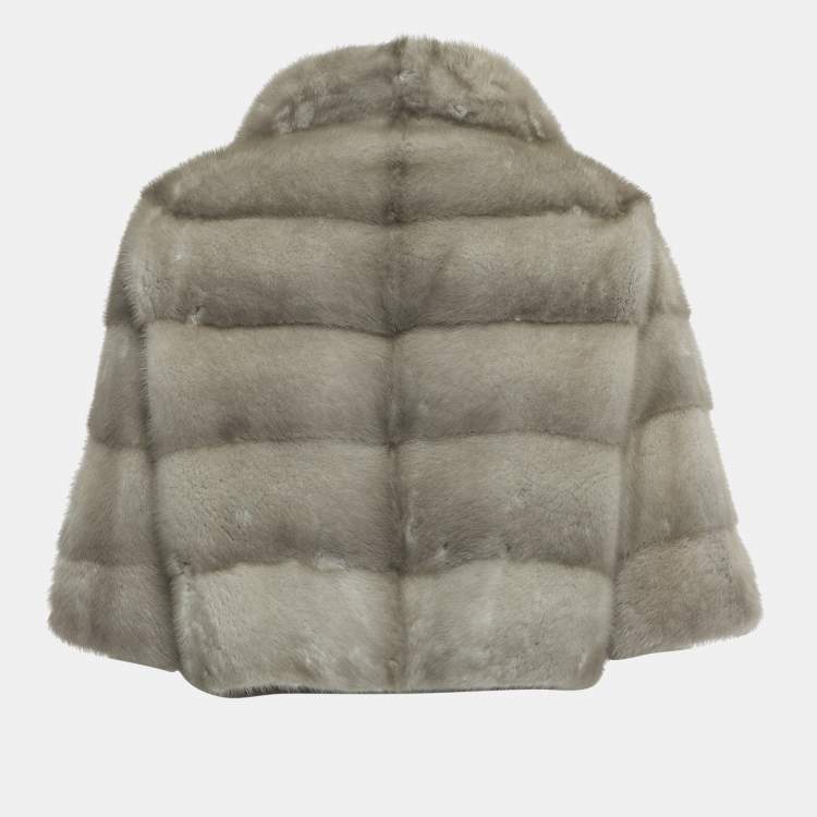 Pre Owned Fendi Grey Real Fur and Genuine Leather Jacket M
