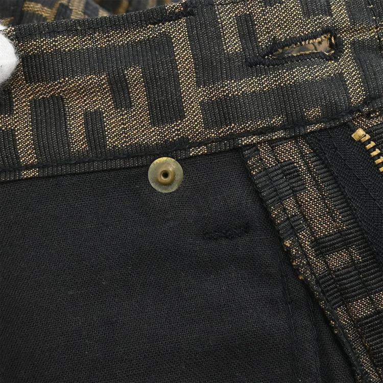 Pre Owned Fendi Zucca Black, Brown Long Pants M