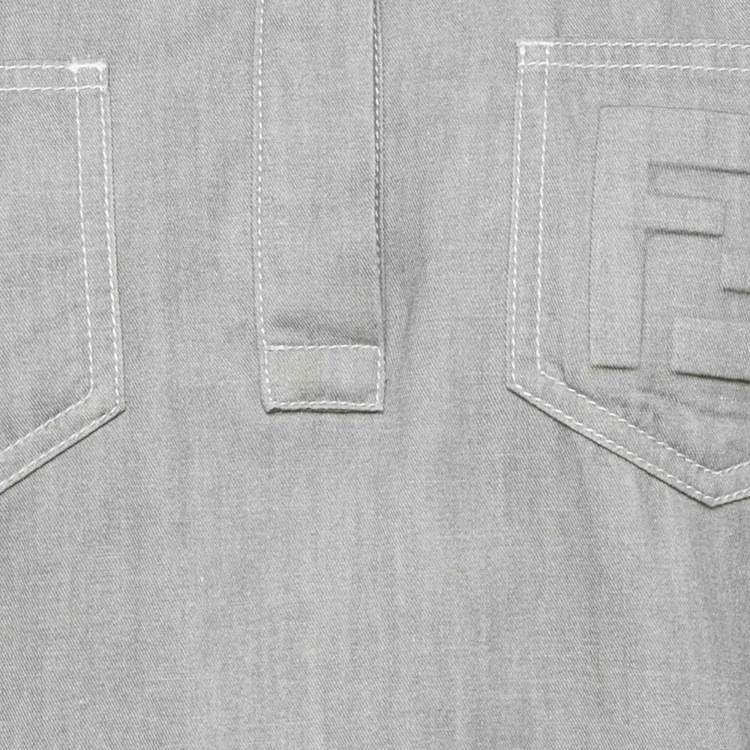 Pre Owned Fendi Grey FF Embossed Chambray Tunic XS