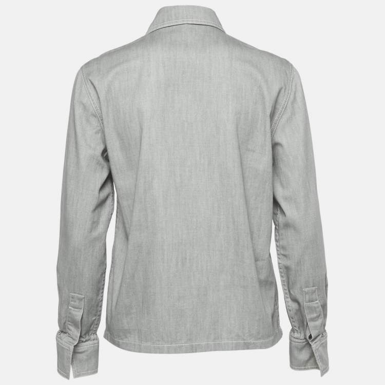 Pre Owned Fendi Grey FF Embossed Chambray Tunic XS