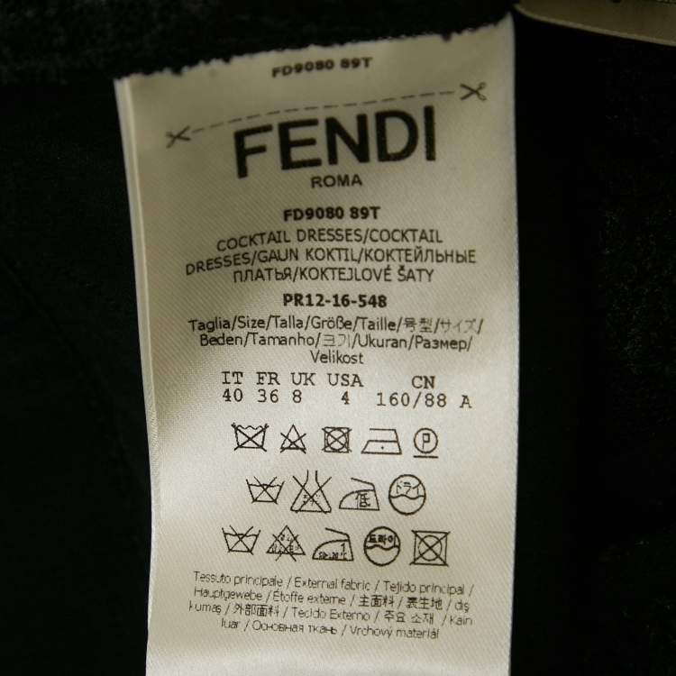 Pre Owned Fendi Black Floral Embroidered Mesh & Silk Maxi Dress S 