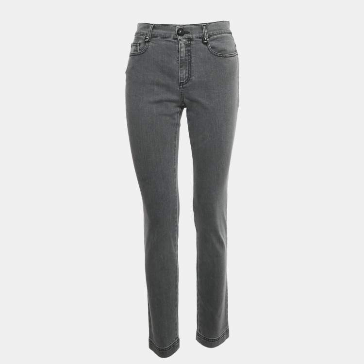 Pre Owned Fendi Grey Denim Skinny Jeans S/Waist 28"