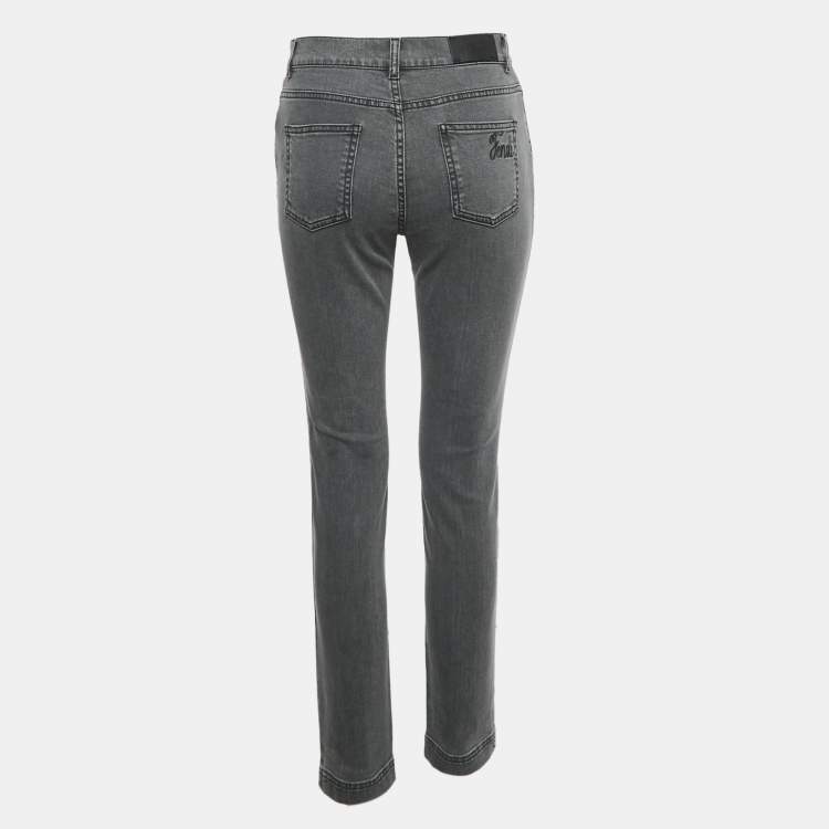 Pre Owned Fendi Grey Denim Skinny Jeans S/Waist 28"