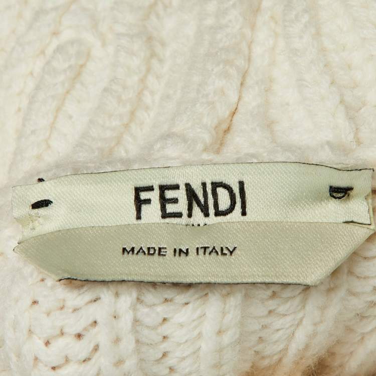 Pre Owned Fendi Blue Wool & Cashmere Knit Hooded Pullover S