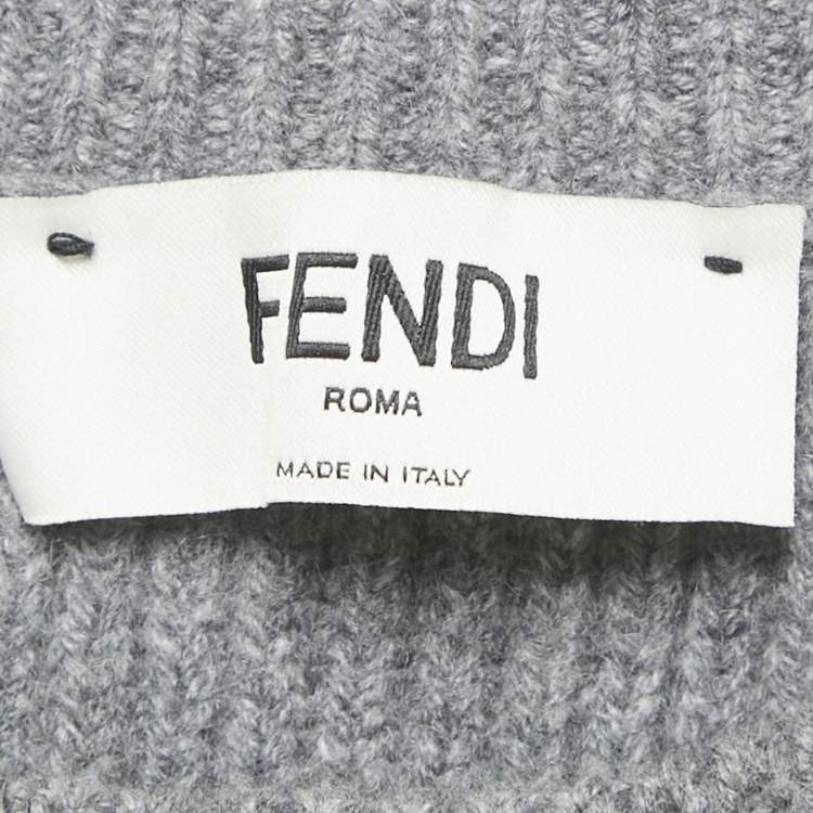 Pre Owned Fendi Grey Cashmere Pocket Detail Sweater S