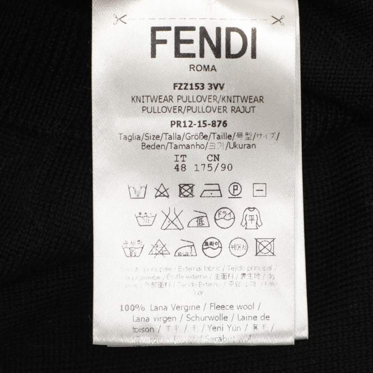 Pre Owned Fendi Black Wool Monster Eye Applique Detail Sweatshirt L