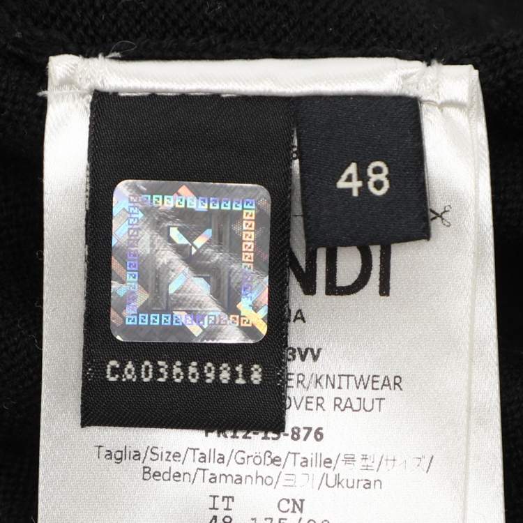 Pre Owned Fendi Black Wool Monster Eye Applique Detail Sweatshirt L