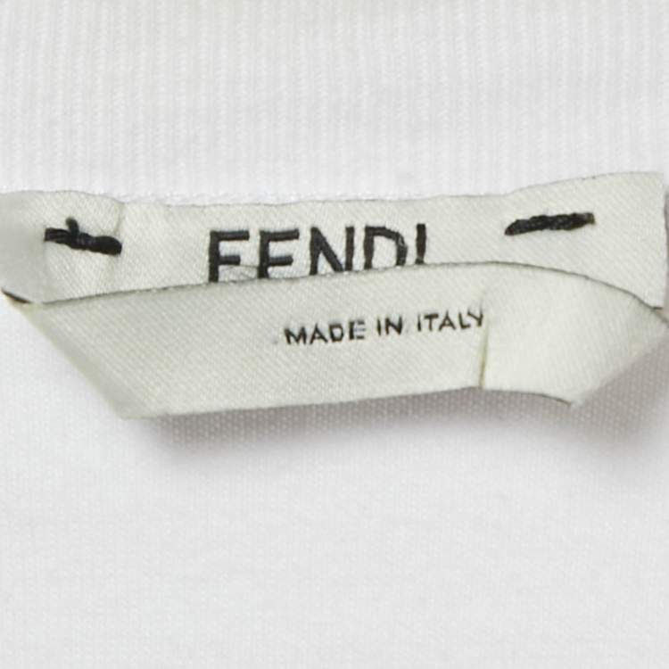 Pre Owned Fendi White FF Logo Cotton Crew Neck T-Shirt M