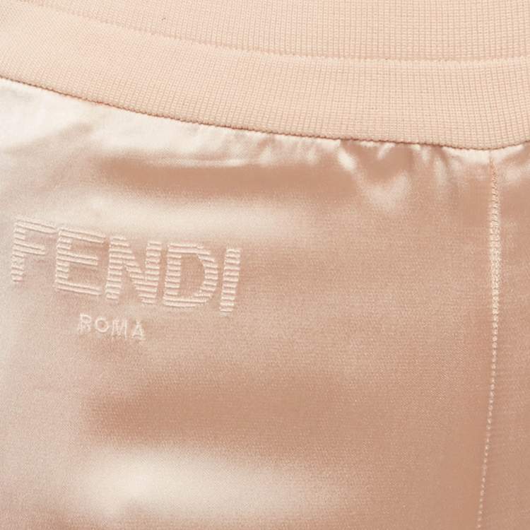 Pre Owned Fendi Pink Satin Zip-Up Jacket and Pants Set S