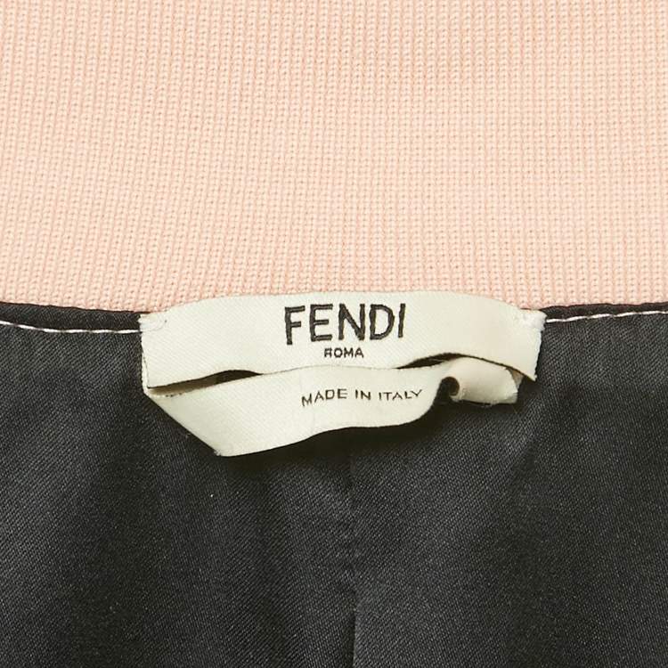 Pre Owned Fendi Pink Satin Zip-Up Jacket and Pants Set S