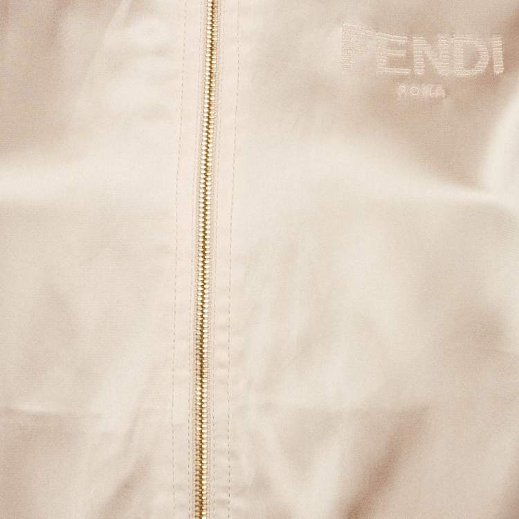 Pre Owned Fendi Pink Satin Zip-Up Jacket and Pants Set S