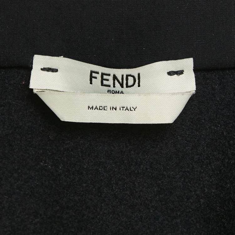 Pre Owned Fendi Black Jersey Logo Band Zip-Up Track Jacket S
