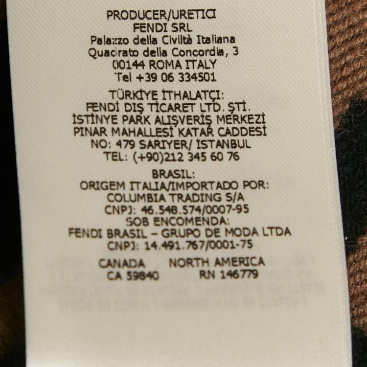 Pre Owned Fendi Brown FF Logo Wool Poncho One Size 