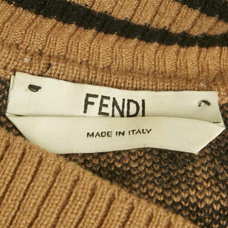 Pre Owned Fendi Brown Zucca Jacquard Knit Sweater S