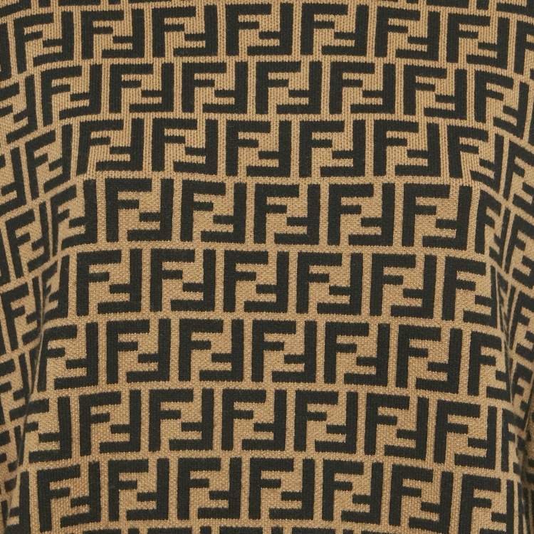 Pre Owned Fendi Brown Zucca Jacquard Knit Sweater S