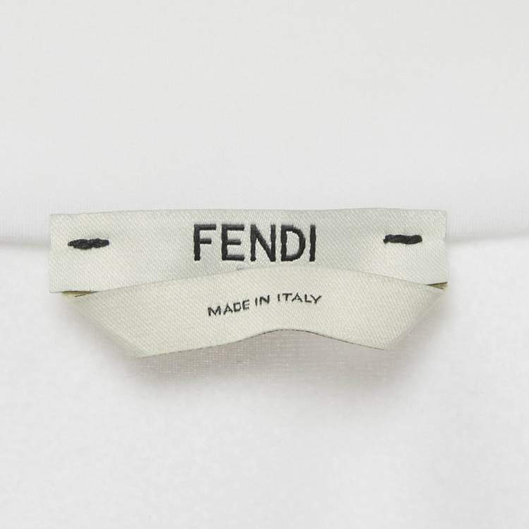 Pre Owned Fendi White Jersey Zip-Up Work Out Jacket S