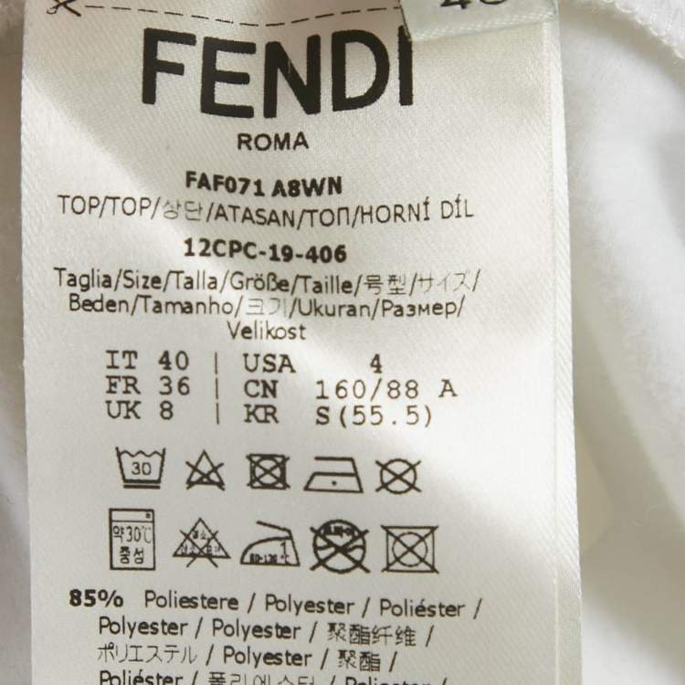 Pre Owned Fendi White Jersey Zip-Up Work Out Jacket S