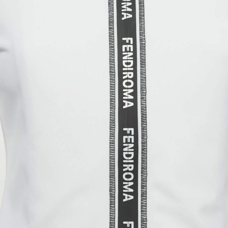 Pre Owned Fendi White Jersey Zip-Up Work Out Jacket S