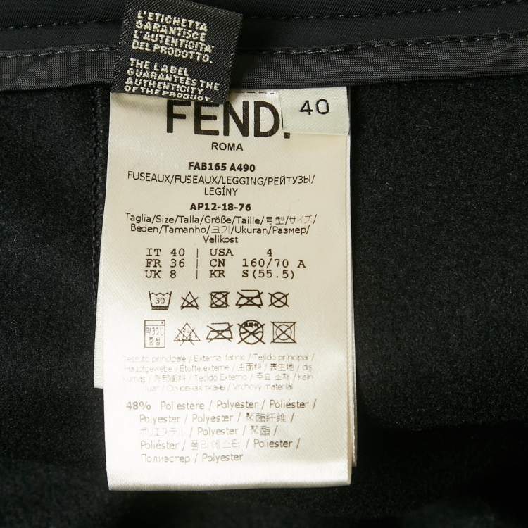 Pre Owned Fendi Black Velvet Trim Jersey Stirrup Pants S