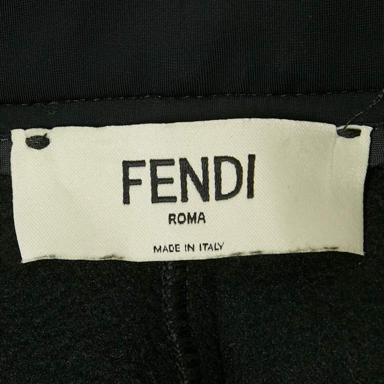 Pre Owned Fendi Black Velvet Trim Jersey Stirrup Pants S