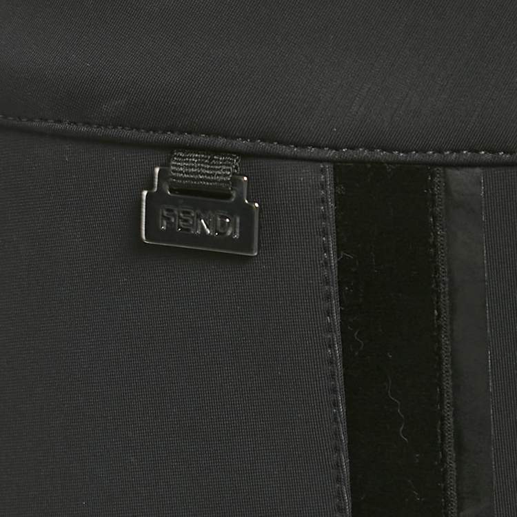 Pre Owned Fendi Black Velvet Trim Jersey Stirrup Pants S