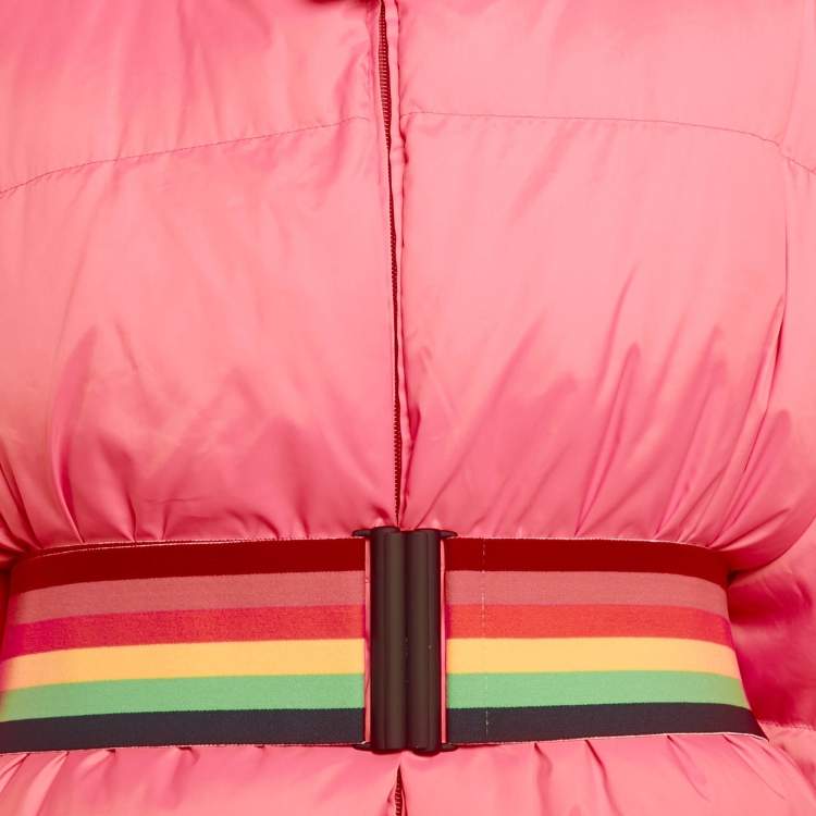 Pre Owned Fendi Brown/Pink FF Print Synthetic Reversible Puffer Jacket M