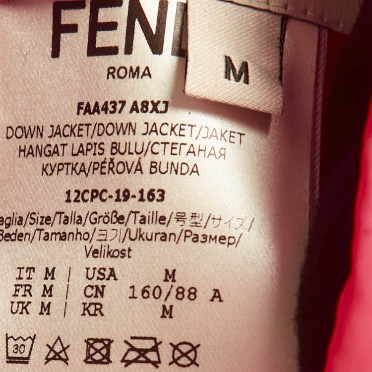 Pre Owned Fendi Brown/Pink FF Print Synthetic Reversible Puffer Jacket M