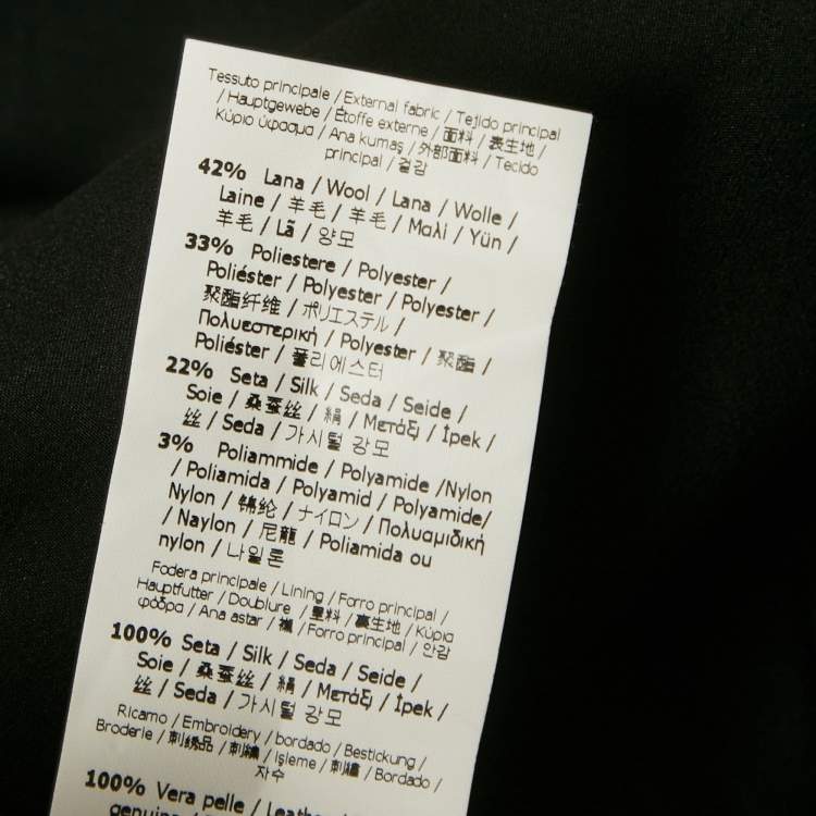 Pre Owned Fendi Black Floral Patterned Wool Blend Open Front Coat S