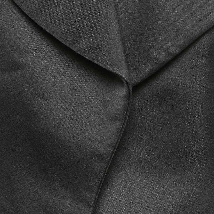 Pre Owned Fendi Black Floral Patterned Wool Blend Open Front Coat S