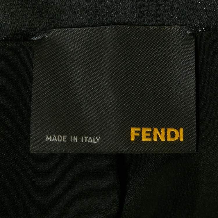 Pre Owned Fendi Black Floral Patterned Wool Blend Open Front Coat S