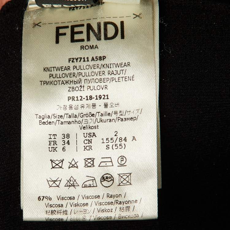 مملوكة مسبقًا Fendi Black Knit Zucca Detail Off Shoulder Sweater S