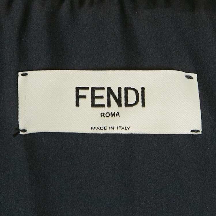 Pre Owned Fendi Black Holographic Synthetic Quilted Down Detachable Fur Jacket S