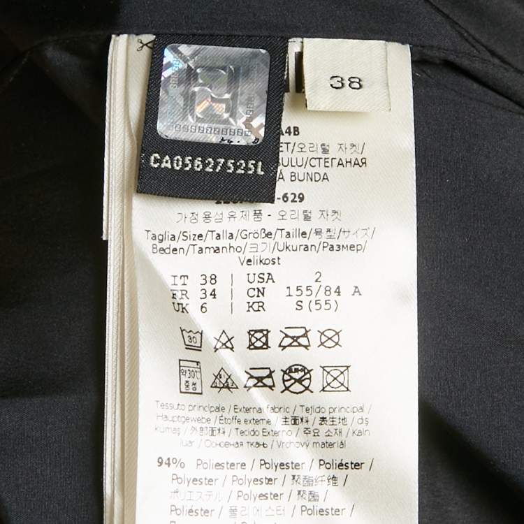 Pre Owned Fendi Black Holographic Synthetic Quilted Down Detachable Fur Jacket S