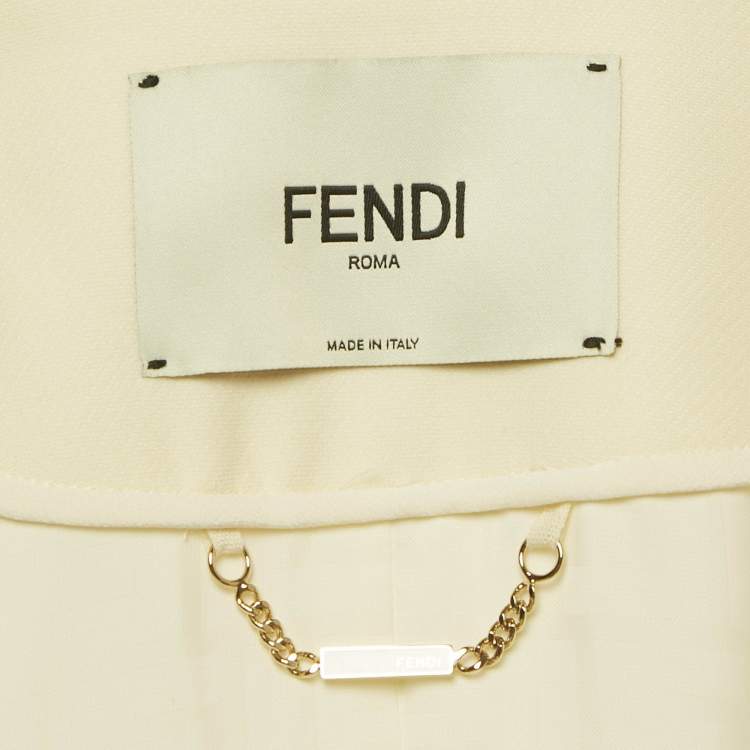 Pre Owned Fendi Cream Wool Blend Cape Coat S