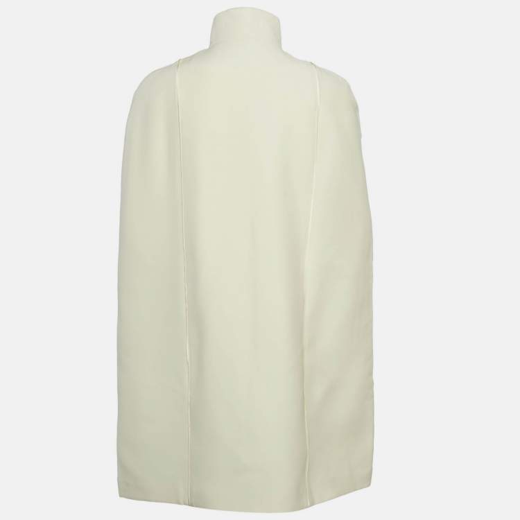 Pre Owned Fendi Cream Wool Blend Cape Coat S