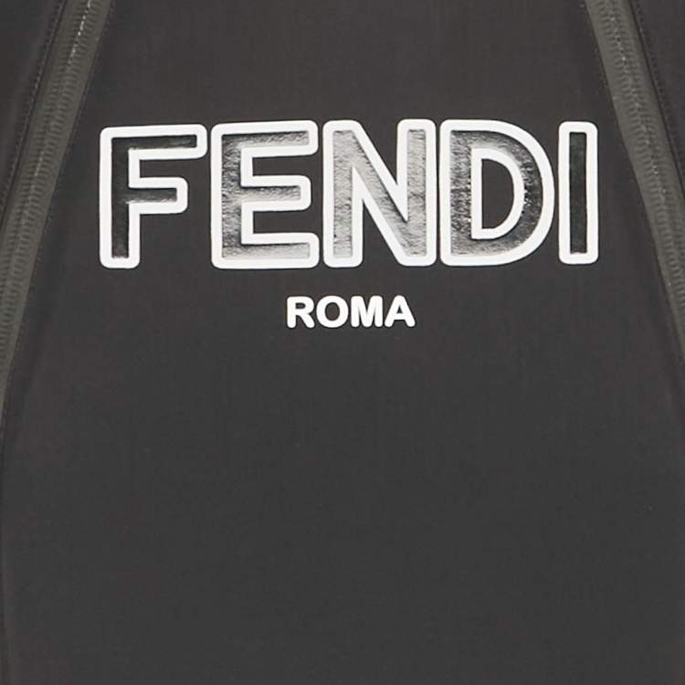 Pre Owned Fendi Black Logo Print Technical Jersey Ski Jacket S