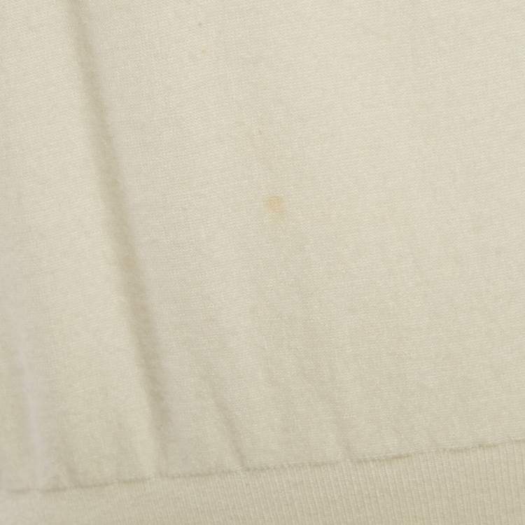 Pre Owned Fendi Cream Printed Cashmere Crewneck Sweatshirt S